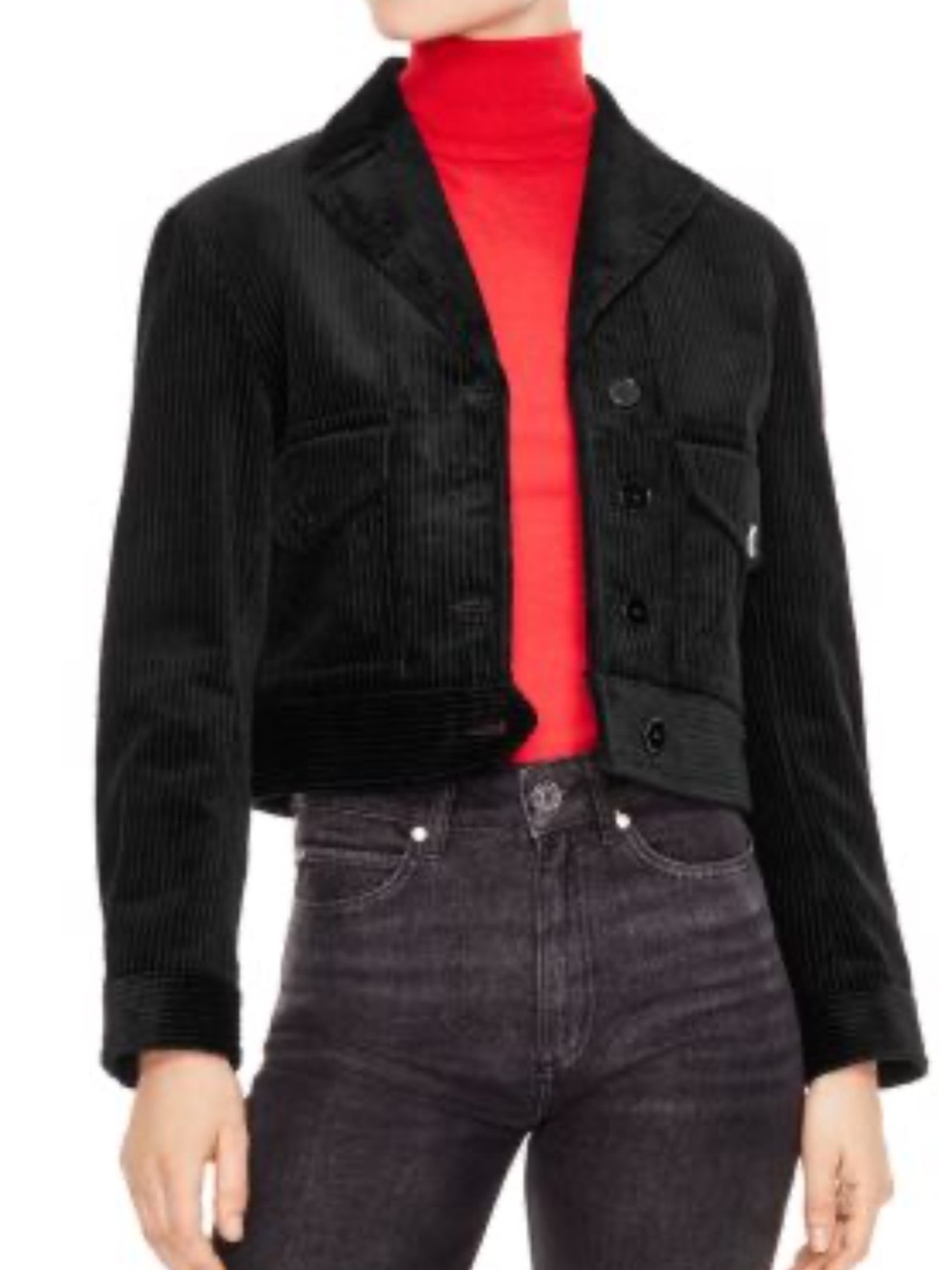 Sandro Ismael Cropped Corduroy Jacket